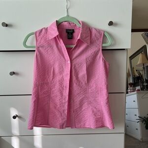 Rafaella Pink Sleeveless Button-Down Shirt